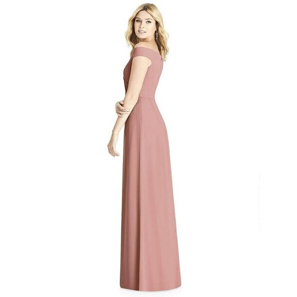 Social Bridesmaids‎ Womens Off-the-shoulder Pleated Bodice Dress Dusty Rose 2 - Picture 5 of 10